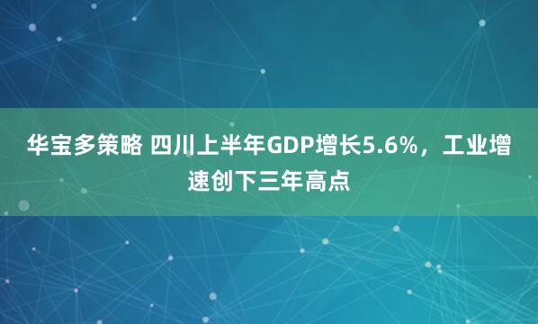 华宝多策略 四川上半年GDP增长5.6%，工业增速创下三年高点